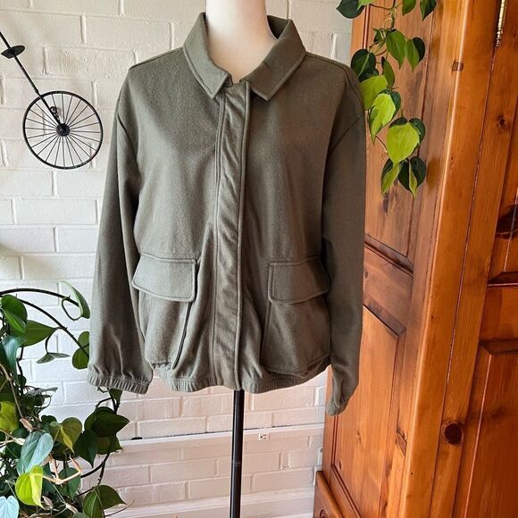 Sanctuary Breezy French Terry Jacket - Army green- XL fall spring - Picture 3 of 8